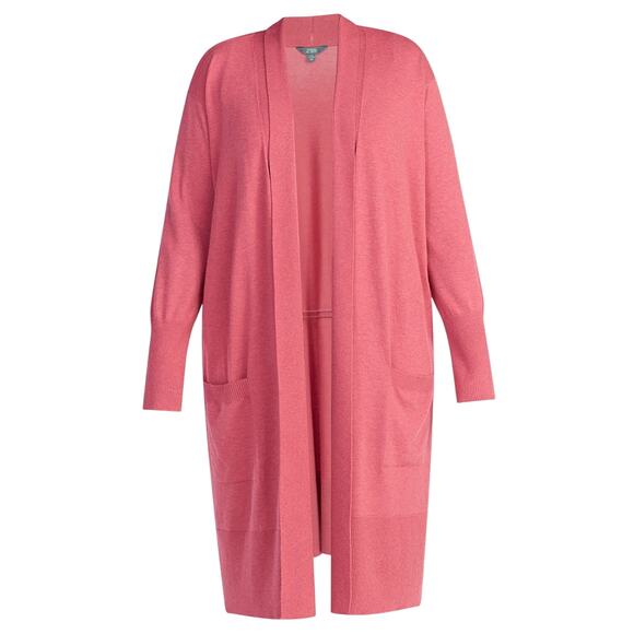 NEW Women's Plus Size Long Duster Cardigan Sweater With Pockets Garnet Rose 2X - Picture 1 of 3
